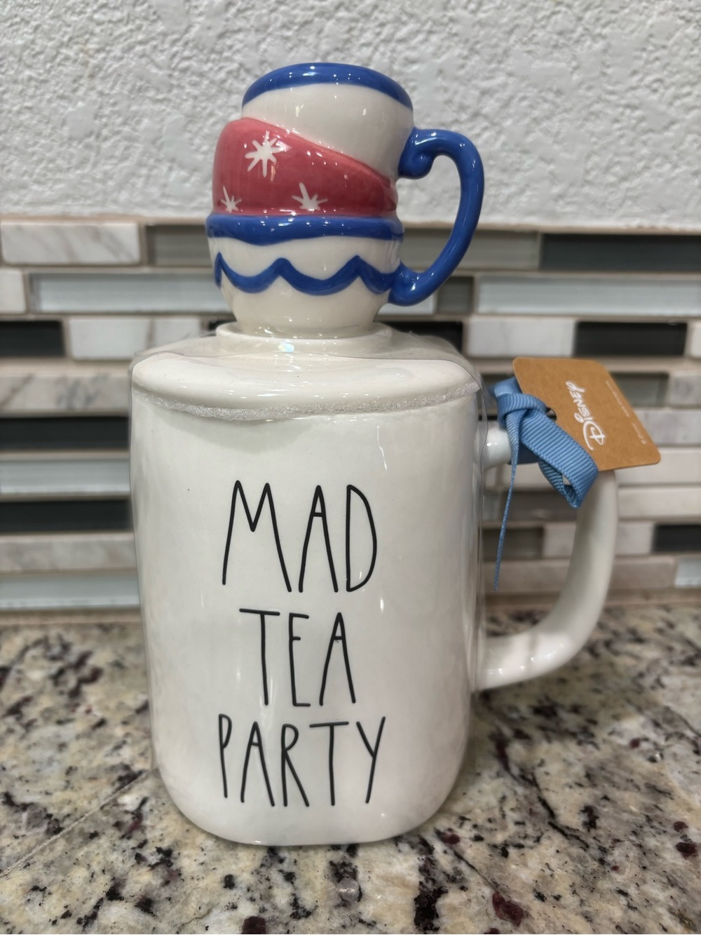 Disney’s Alice In Wonderland Double Sided Mug By Rae Dunn W/Mad Tea Party Topper
